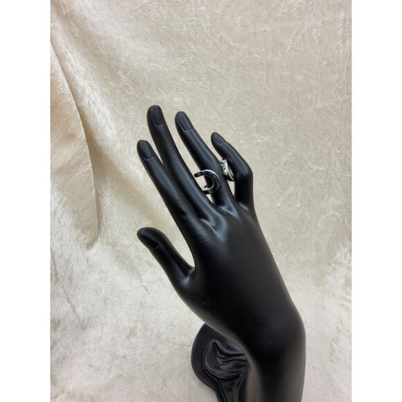 Vintage Unisex Double Band Stainless Steel Solid Double Loop Ring - Picture 3 of 7